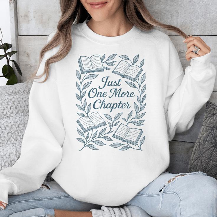 Just One More Chapter Blue Book Lover Reading Quote Unisex Sweatshirt