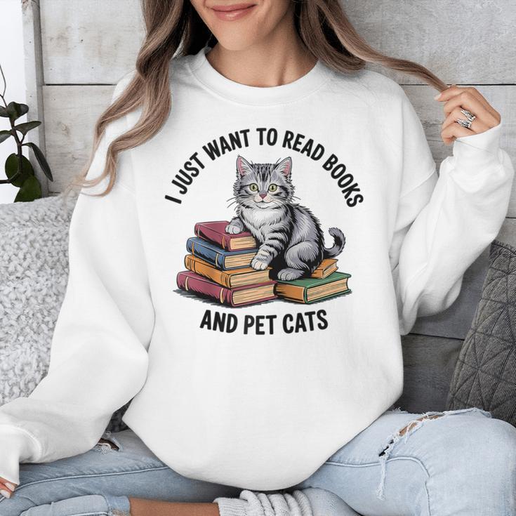 I Just Want To Read Books And Pet Cats Raglan Baseball Tee Unisex Sweatshirt I Just Want To Read Books And Pet Cats Raglan Baseball Tee Unisex Sweatshirt