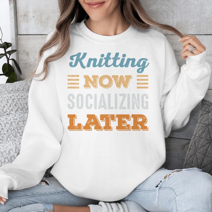 Knitting Now Minimal Socializing Introvert Vintage Unisex Sweatshirt