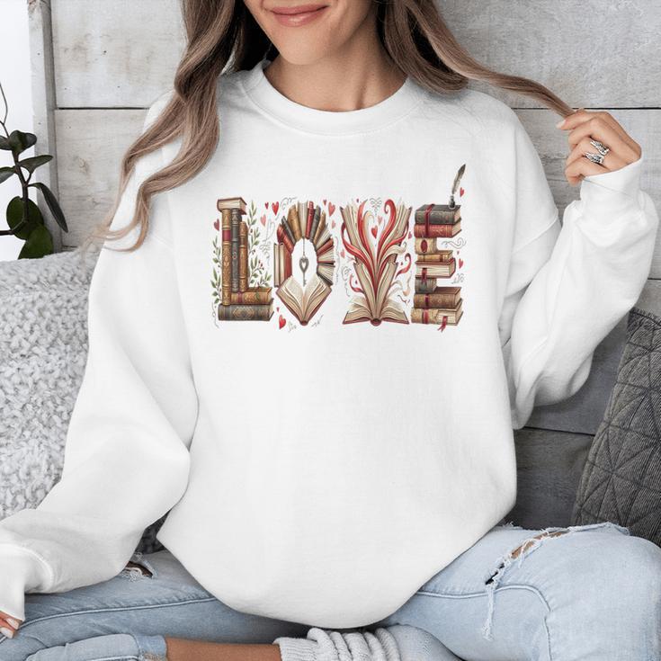 Librarian Reader Books Valentine Teacher Valentines Teach Unisex Sweatshirt