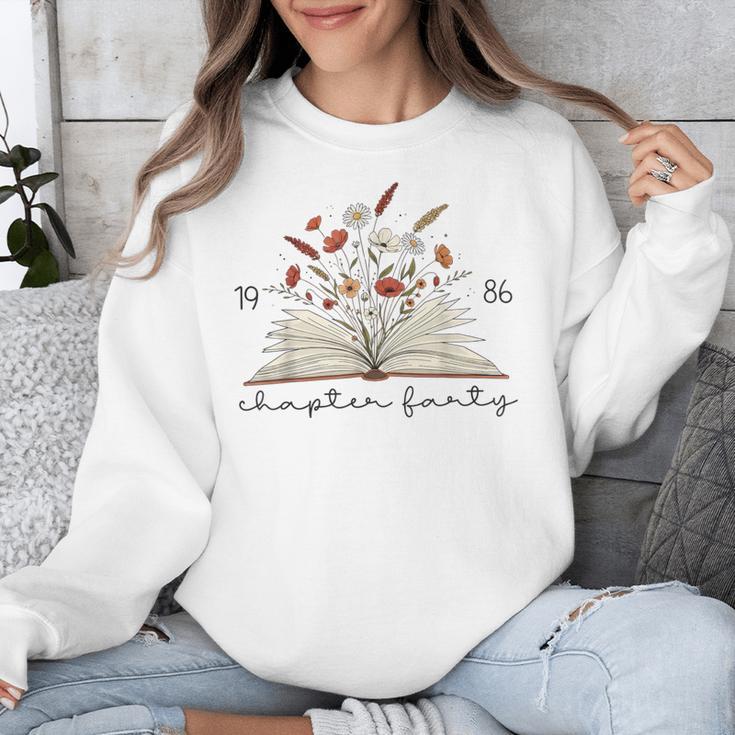 Life Chapter Forty 1986 Floral Book 40th Birthday Unisex Sweatshirt Life Chapter Forty 1986 Floral Book 40th Birthday Unisex Sweatshirt