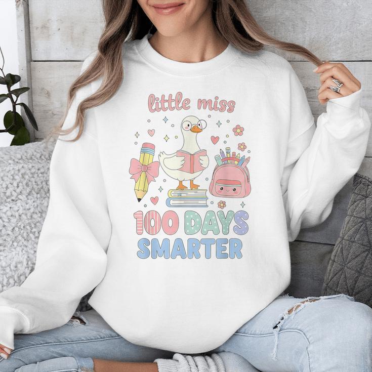 Little Miss 100 Days Smarter Cute Goose Reading Books Girls Unisex Sweatshirt Little Miss 100 Days Smarter Cute Goose Reading Books Girls Unisex Sweatshirt