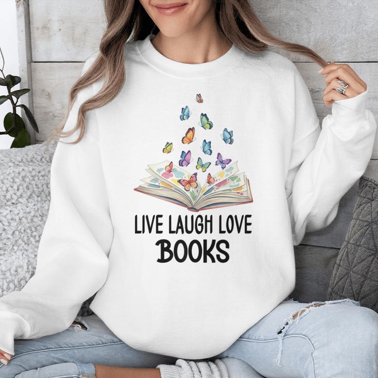 Live Laugh & Love Books Reading Butterfly Book Lover Bookish Premium Unisex Sweatshirt Live Laugh & Love Books Reading Butterfly Book Lover Bookish Premium Unisex Sweatshirt
