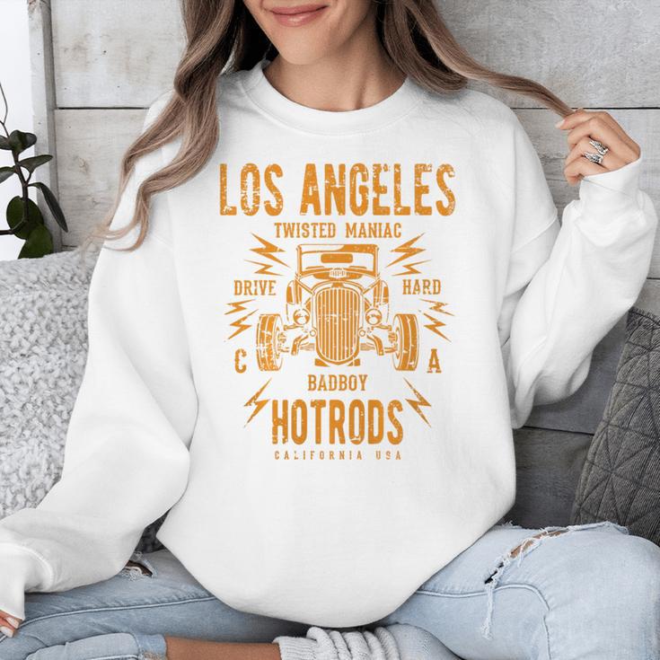 Los Angeles Hotrods Automotive Nostalgia Distressed Premium Tri-Blend Unisex Sweatshirt