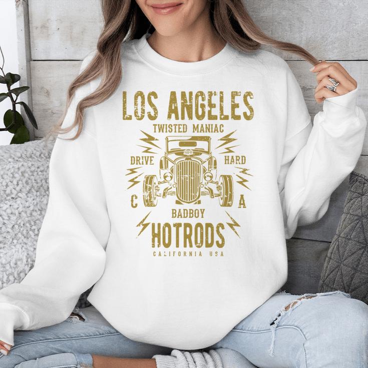 Los Angeles Hotrods Automotive Nostalgia Distressed Unisex Sweatshirt Los Angeles Hotrods Automotive Nostalgia Distressed Unisex Sweatshirt