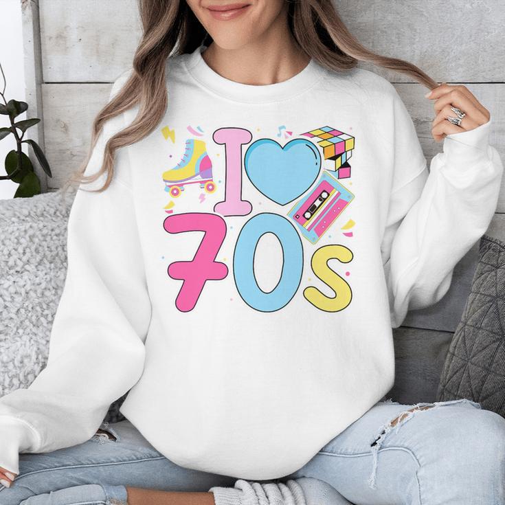 I Love 70's Retro Style Nostalgia Vibe 1970's Party Premium Tri-Blend Unisex Sweatshirt