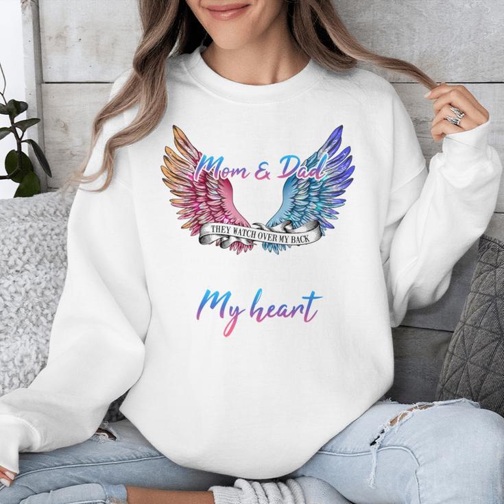 In Memory Of Mom Dad In Heaven Guardian Angel Wings Memorial Unisex Sweatshirt In Memory Of Mom Dad In Heaven Guardian Angel Wings Memorial Unisex Sweatshirt