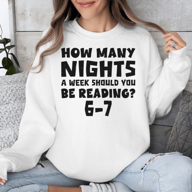 How Many Nights A Week Should You Be Reading 6-7 Book Lover Unisex Sweatshirt