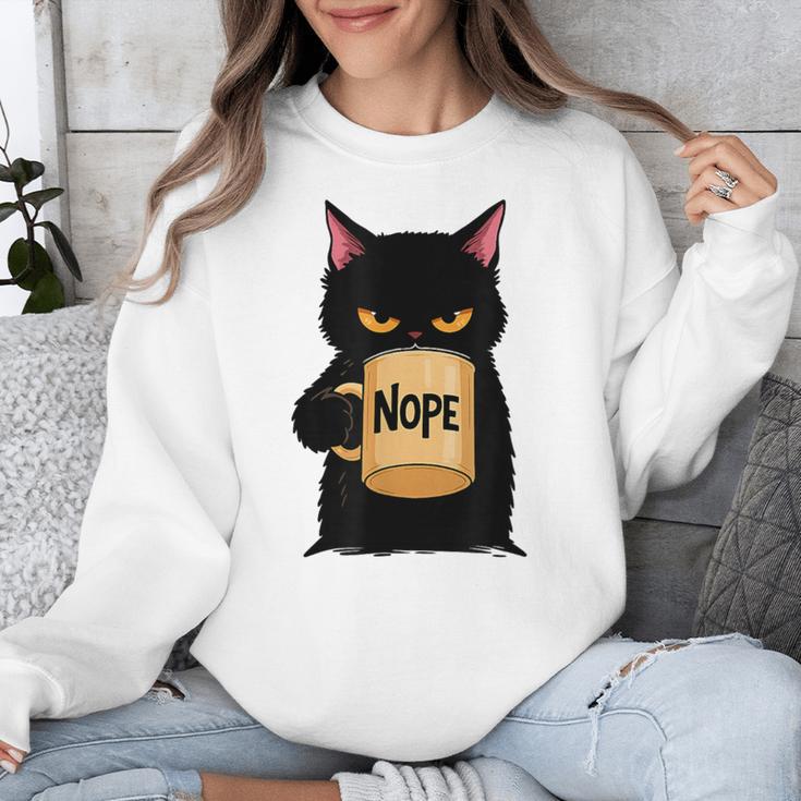 Nope Coffee Cat – Introvert Humor Monday Kitty Unisex Sweatshirt Nope Coffee Cat – Introvert Humor Monday Kitty Unisex Sweatshirt
