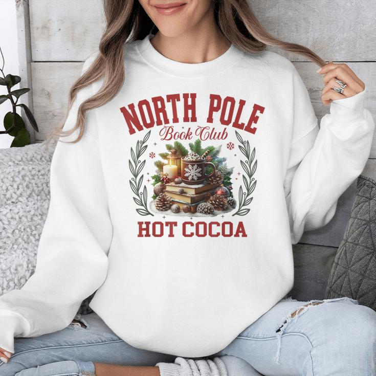 North Pole Book Club Hot Cocoa Bookworm Christmas Xmas Unisex Sweatshirt