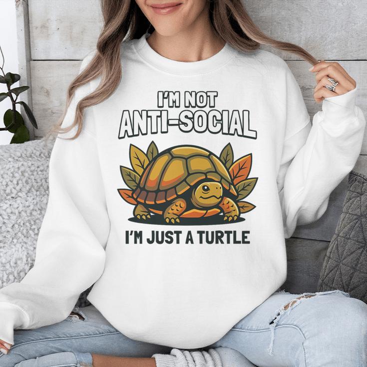 Not Anti Social Im Just A Turtle Sarcastic Introvert Humor Premium Tri-Blend Unisex Sweatshirt
