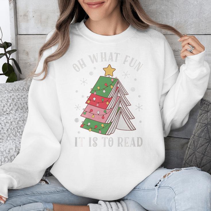Oh What Fun It Is To Read Book Christmas Tree Premium Tri-Blend Unisex Sweatshirt