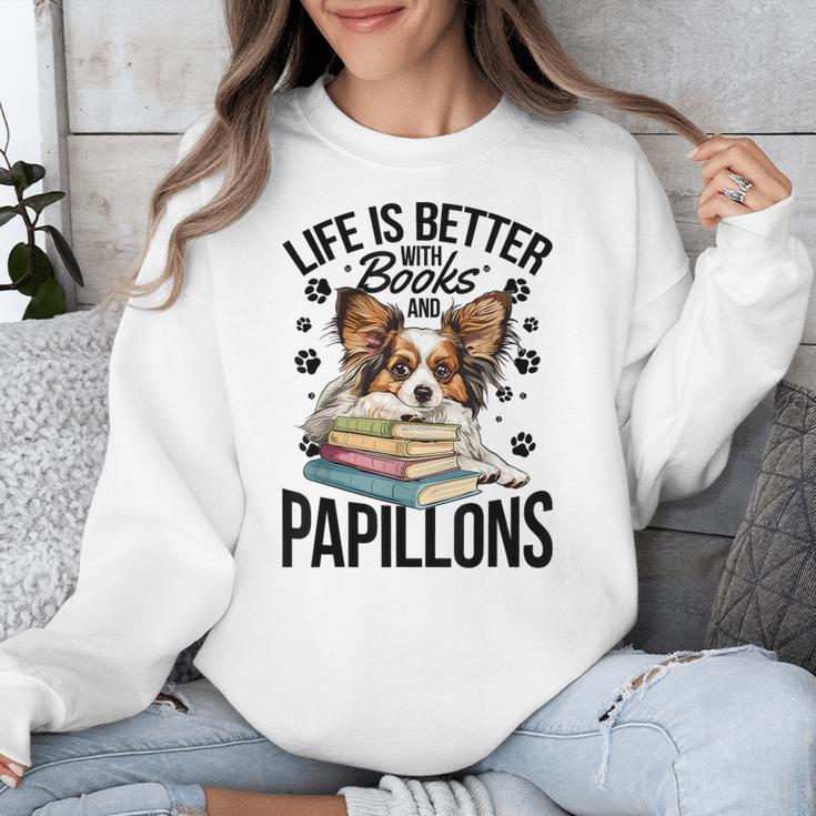 Papillon Dog Breed Life Is Better With Books And Papillons Unisex Sweatshirt Papillon Dog Breed Life Is Better With Books And Papillons Unisex Sweatshirt