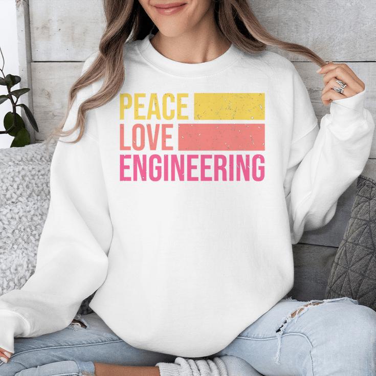 Peace Love Engineering Engineer School Graduation Retro Unisex Sweatshirt