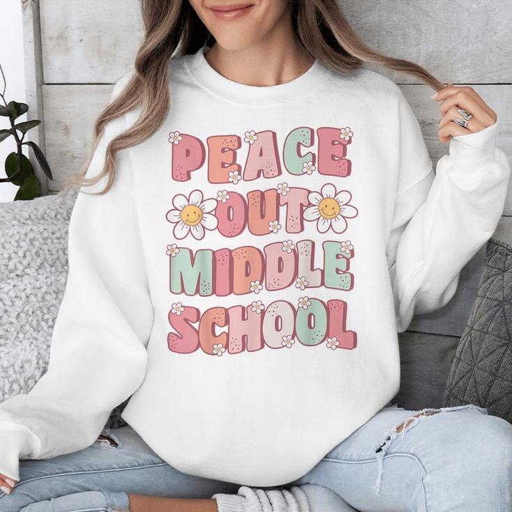 Peace Out Middle School Graduation Groovy Last Day Of School Unisex Sweatshirt