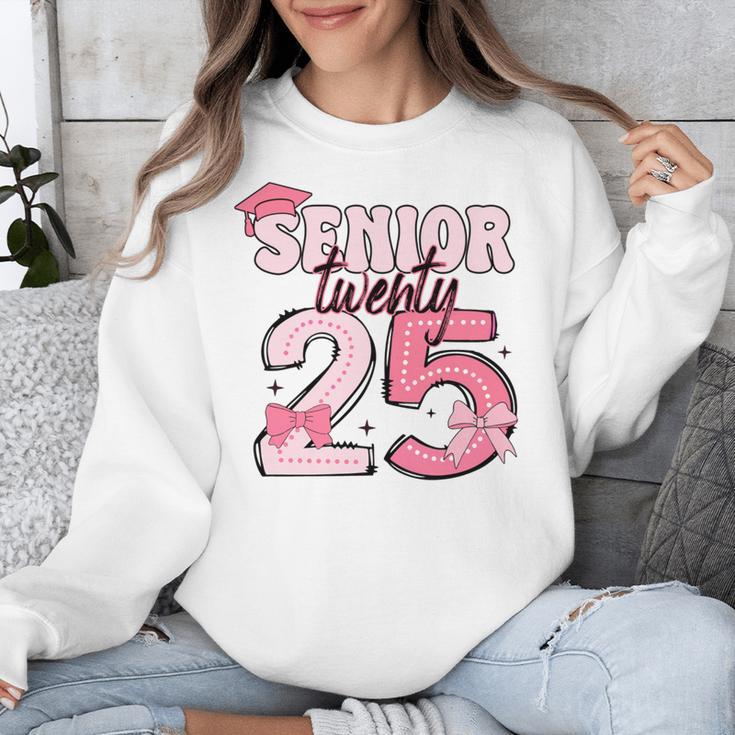 Pink Coquette Bow Senior 2025 Back To School Graduation Girl Unisex Sweatshirt