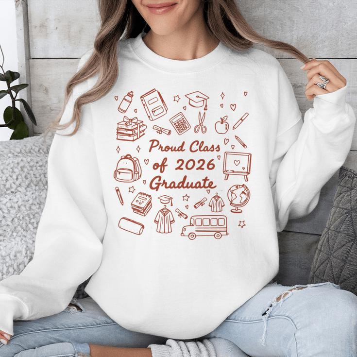 Proud Class Of 2026 Graduate Doodle Senior Graduation Premium Tri-Blend Unisex Sweatshirt