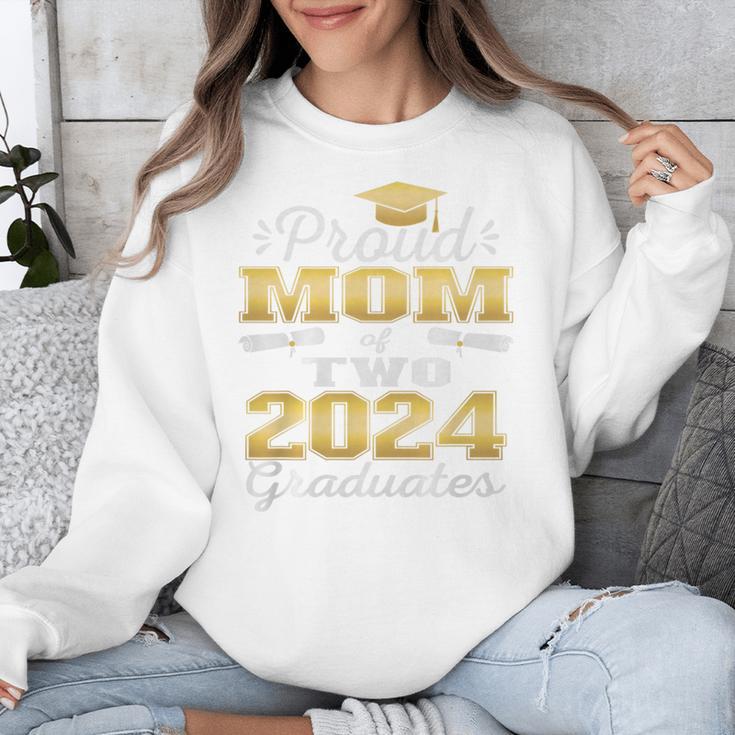 Proud Mom Of Two 2024 Graduate Class 2024 Graduation Family Premium Unisex Sweatshirt