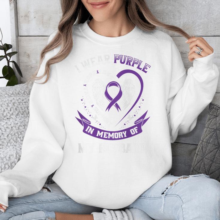 Purple In Memory Of Husband Alzheimers Awareness Back Print Unisex Sweatshirt Purple In Memory Of Husband Alzheimers Awareness Back Print Unisex Sweatshirt