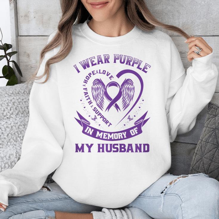 Purple In Memory Of My Husband Pancreatic Cancer Awareness Unisex Sweatshirt