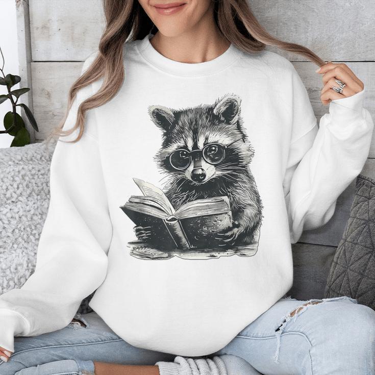 Raccoon With Book Cute Raccoons Reading Books Unisex Sweatshirt