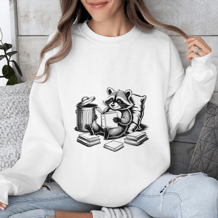 Raccoon Reading A Book Vintage Trash Reader Unisex Sweatshirt