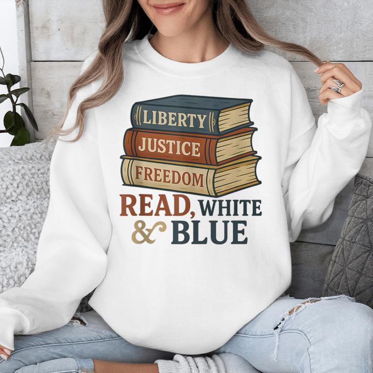 Read Blue Liberty Books July 4th Independence Unisex Sweatshirt