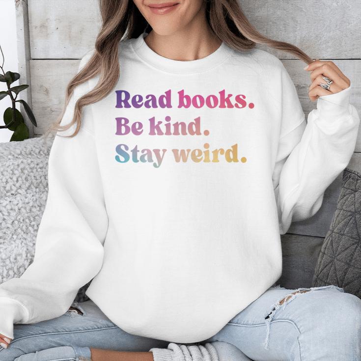 Read Books Be Kind Stay Weird Book Lover Premium Tri-Blend Unisex Sweatshirt