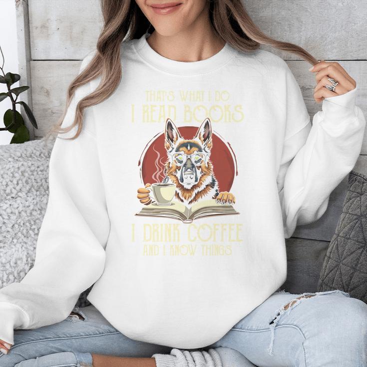 i Read Books And i Know Things German Shepherd Coffee Books Unisex Sweatshirt
