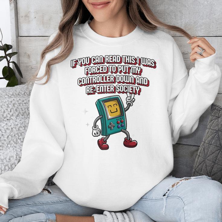 If You Can Read This Gamer Humor Gaming Introvert Raglan Baseball Tee Unisex Sweatshirt