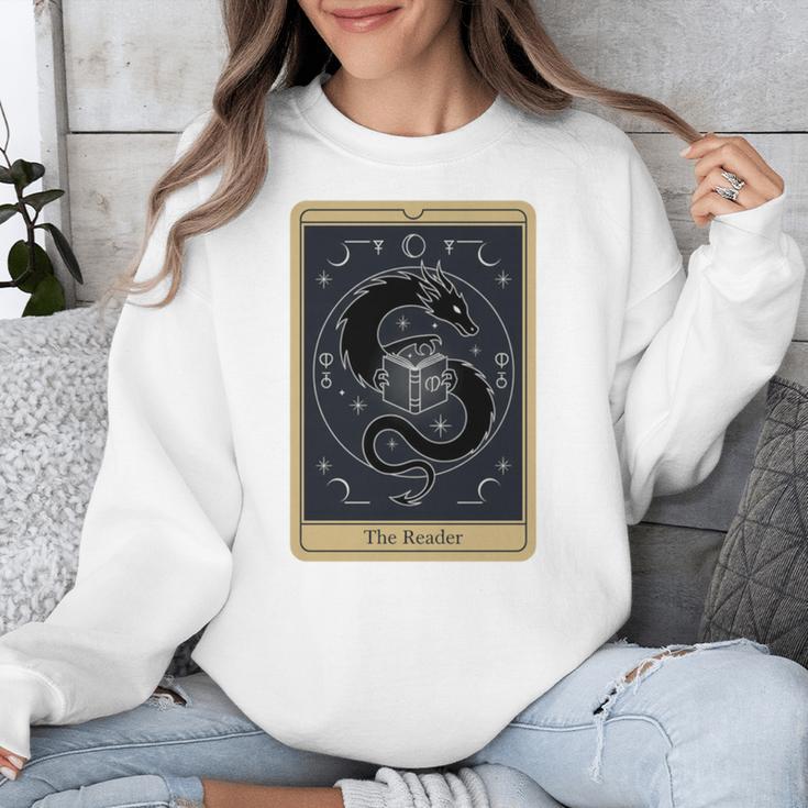 The Reader Tarot Card Mystic Dragon Book Magic Unisex Sweatshirt