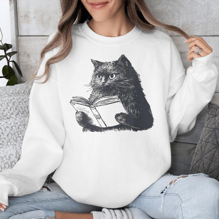 Reading Cat Cat Book Lover Unisex Sweatshirt