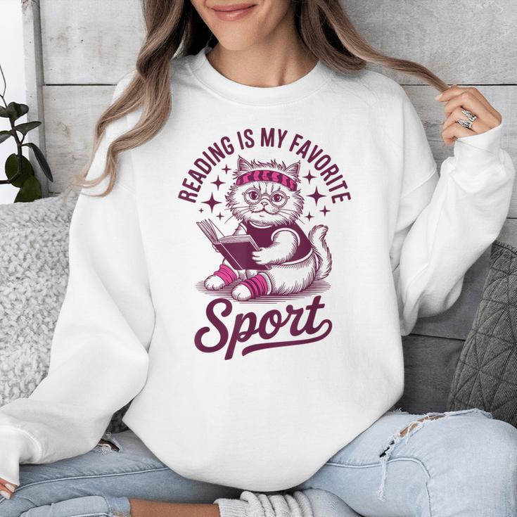 Reading Is My Favorite Sport Cat And Book Lover Women Unisex Sweatshirt