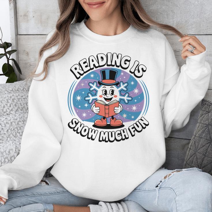 Reading Is Snow Much Fun Snowflake Book Lovers Winter Theme Premium Tri-Blend Unisex Sweatshirt