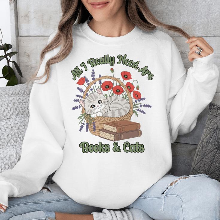 All I Really Need Are Books And Cats Book Lover Tee Unisex Sweatshirt