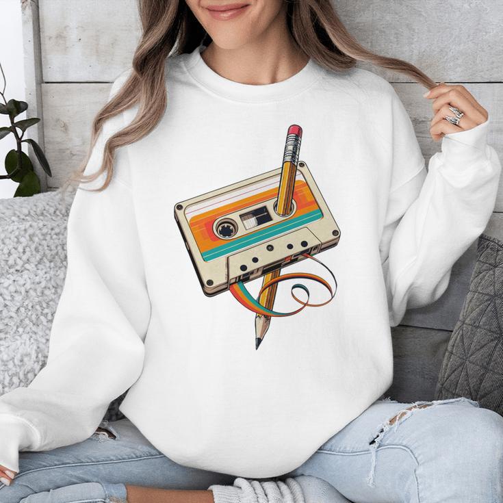 Retro Cassette Tape & Pencil Rewind Nostalgia Party 80s 90s Unisex Sweatshirt