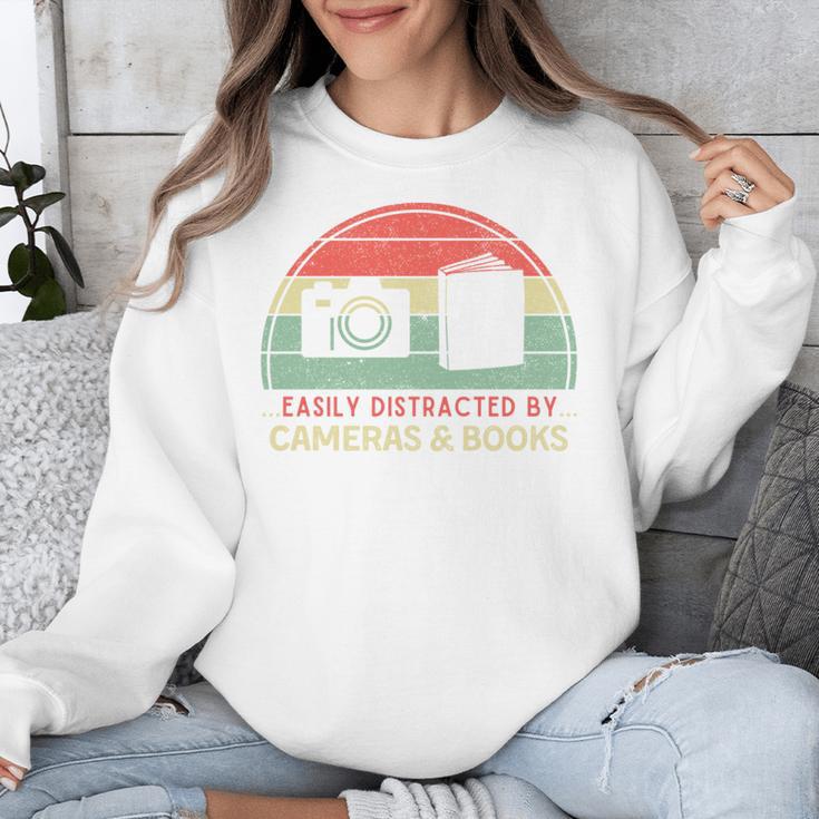 Retro Easily Distracted By Cameras & Books Photography Unisex Sweatshirt