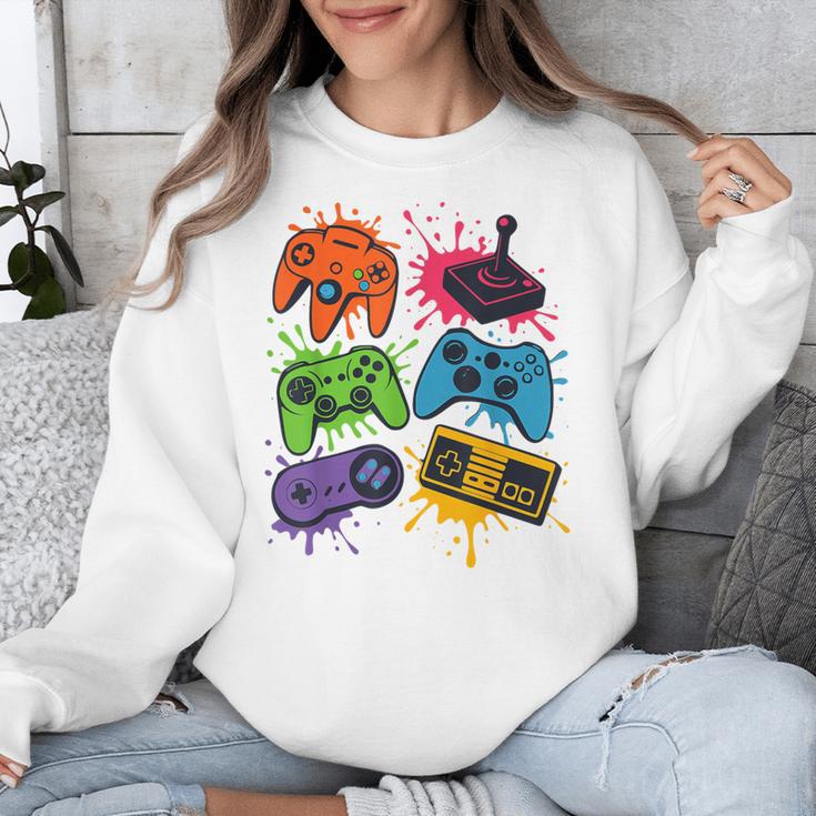 Retro Gamer Controller 80s 90s Video Game Arcade Nostalgia Unisex Sweatshirt
