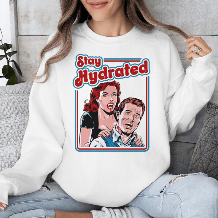 Retro Vampire Book Cover Style Stay Hydrated Halloween Unisex Sweatshirt