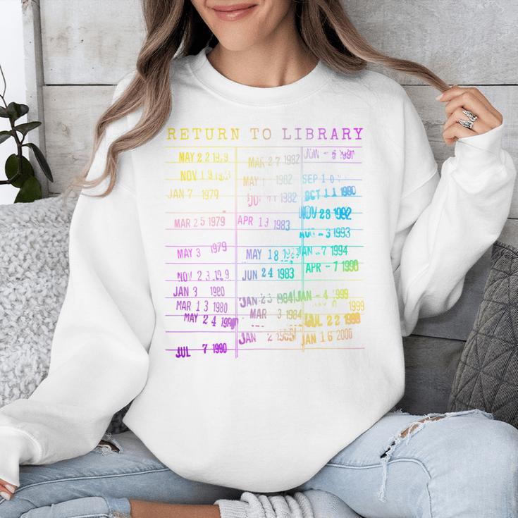 Return To Library Card Book Due Date Bookish Rainbow Reading Unisex Sweatshirt