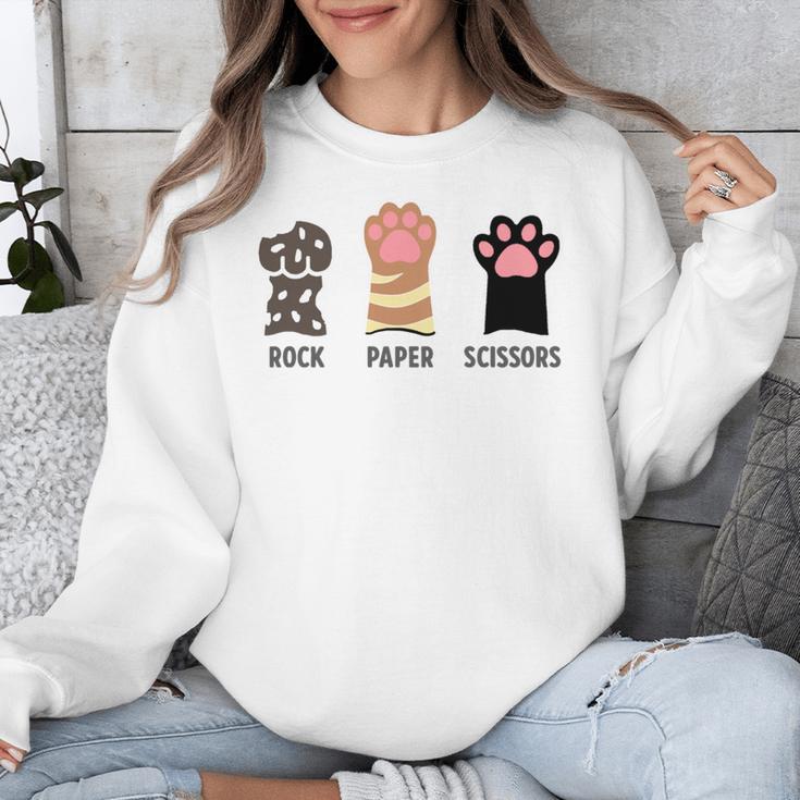 Rock Paper Scissors Hand Game Cute Paw Cat Introvert Unisex Sweatshirt