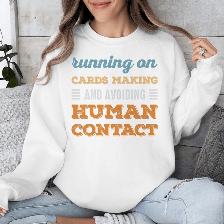 Running On Cards Making Social Introvert Humor Vintage Unisex Sweatshirt Running On Cards Making Social Introvert Humor Vintage Unisex Sweatshirt