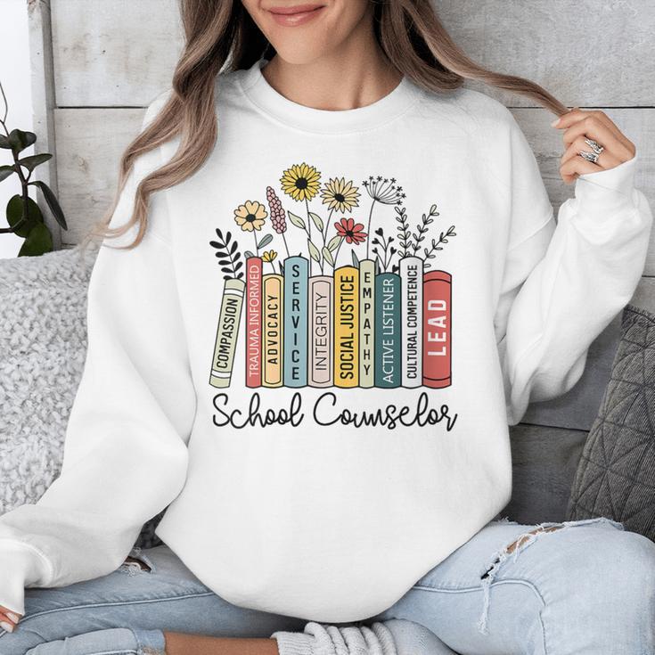 School Counselor Wildflower Book School Counseling Life Unisex Sweatshirt