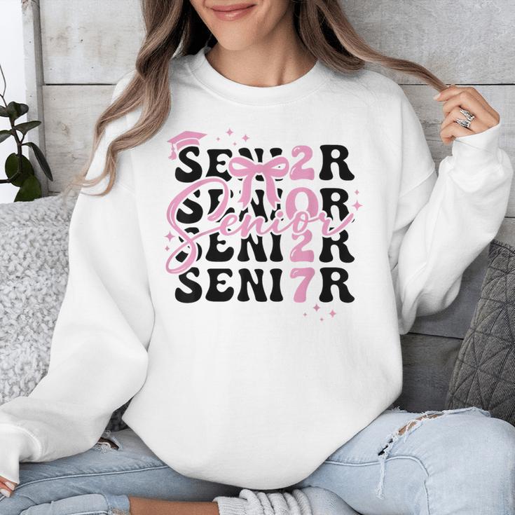 Senior 2027 Class Of 2027 Coquette Pink Bow Graduation 2027 Unisex Sweatshirt