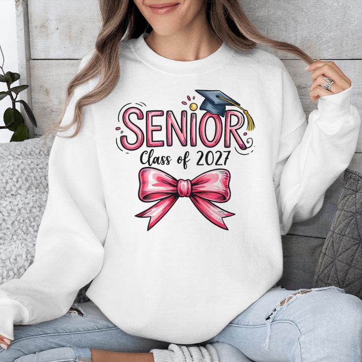 Senior Class Of 2027 Coquette Pink Bow Graduation 2027 Girls Unisex Sweatshirt