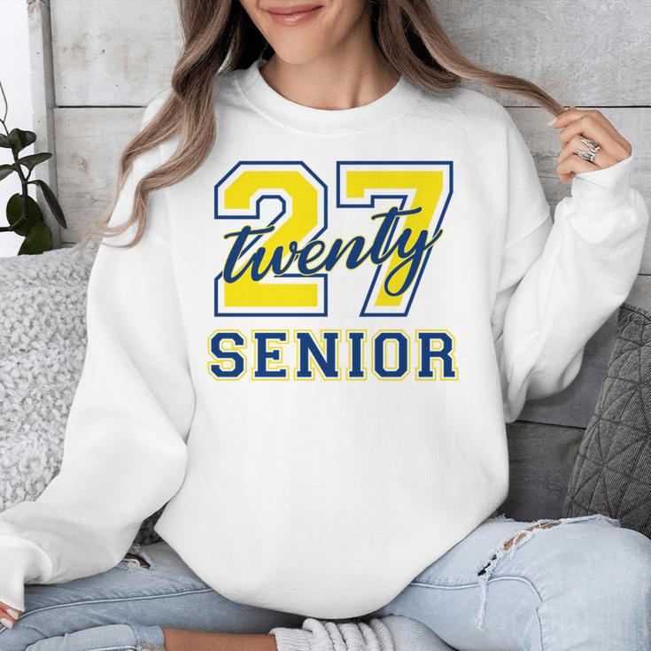 Senior Class Of 2027 Graduation Yellow And Blue On The Back Premium Tri-Blend Unisex Sweatshirt