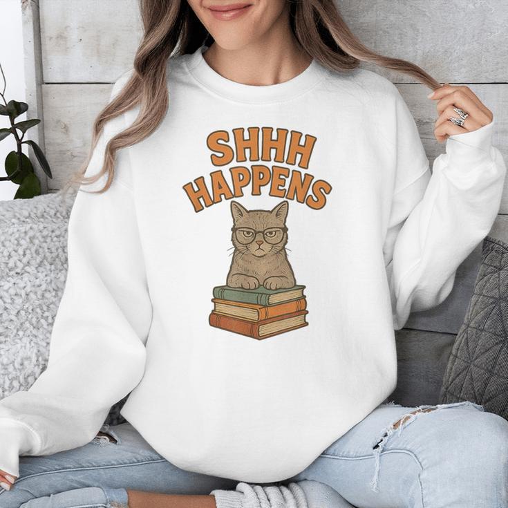 SHHH Happens Librarian Cat Books Library Unisex Sweatshirt SHHH Happens Librarian Cat Books Library Unisex Sweatshirt