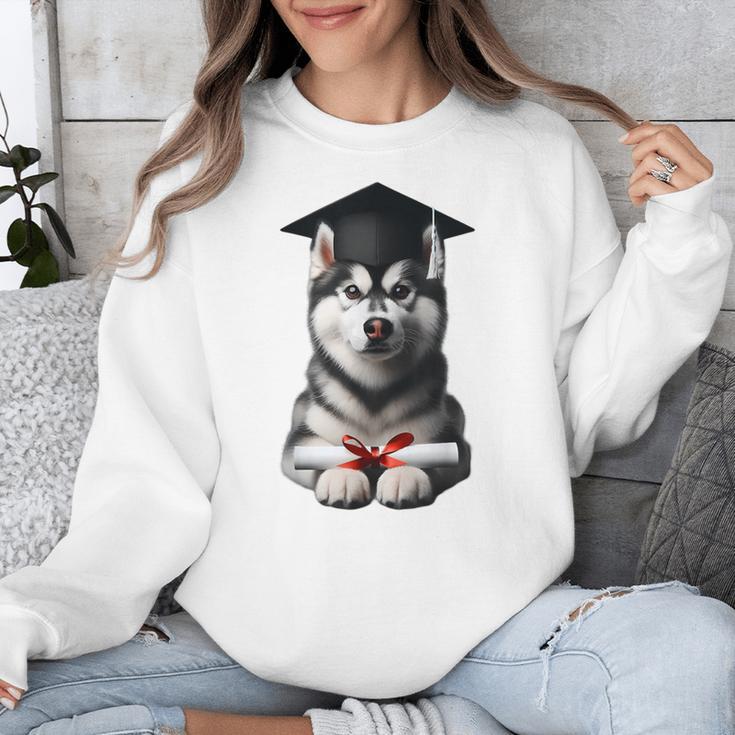 Siberian Husky Dog Graduation Cap Training School Graduate Men Women Kids Unisex Sweatshirt