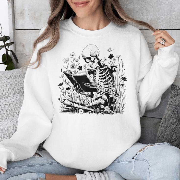 Skeleton Skull Halloween Book Reading Books Lover Teacher Unisex Sweatshirt Skeleton Skull Halloween Book Reading Books Lover Teacher Unisex Sweatshirt