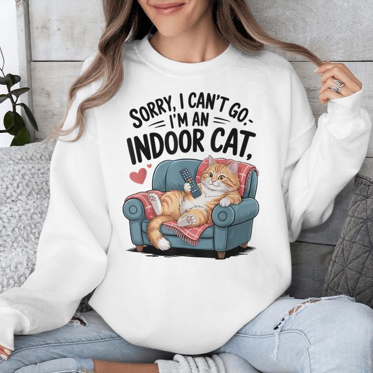 Sorry I Can’t Go I’m An Indoor Cat Couch Introvert Cat Unisex Sweatshirt